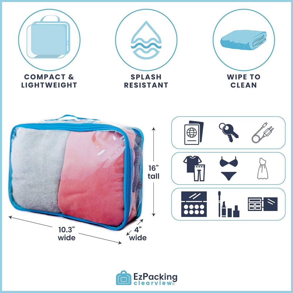 Large Clear Travel Packing Cube/See-Through PVC Organizer for Suitcase/Multipurpose Pouch w/Handle/Dress Shirts, Pants, Cashmere, Sweaters & Seasonal Linen Storage Protection (Lilac) - Image 3