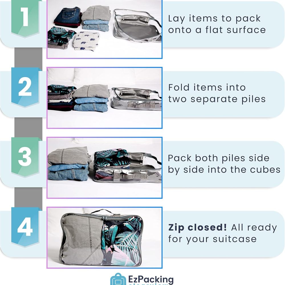 Large Clear Travel Packing Cube/See-Through PVC Organizer for Suitcase/Multipurpose Pouch w/Handle/Dress Shirts, Pants, Cashmere, Sweaters & Seasonal Linen Storage Protection (Lilac) - Image 5