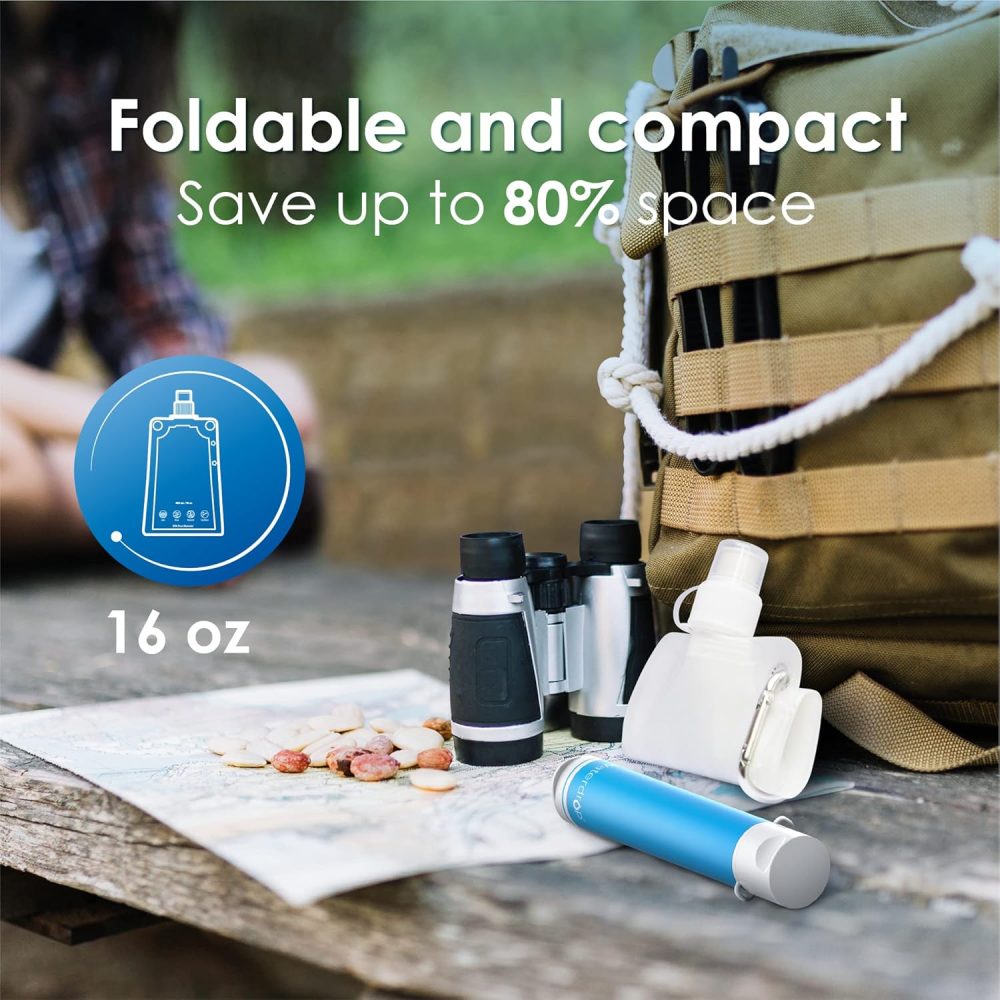 Waterdrop 16 oz Collapsible Water Pouch, Pack of 3, Hiking, Camping, Travel, BPA-Free, Reusable, Foldable - Image 3