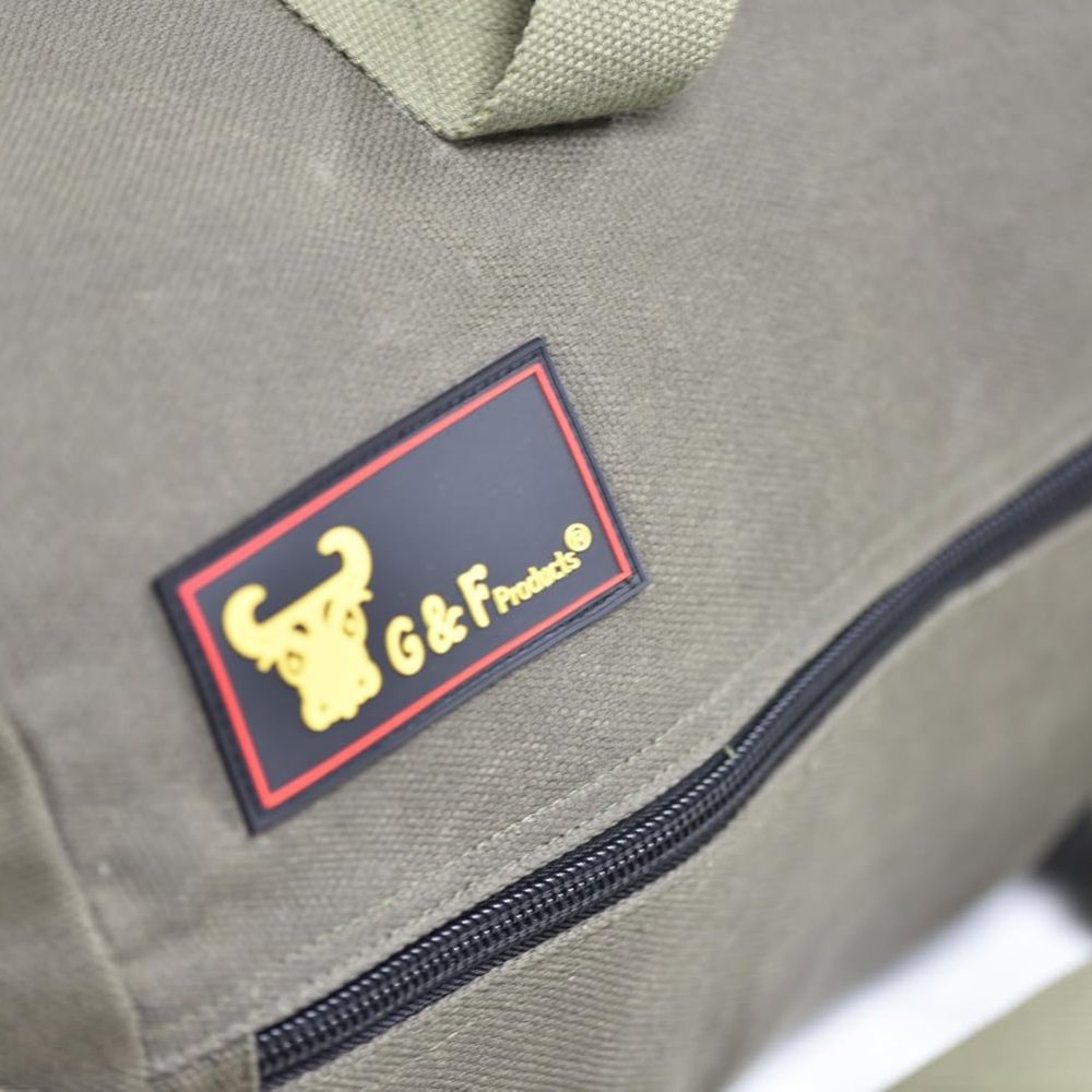 Waxed Canvas All Purpose Military Style Duffle Bag, Water-Resistant, Adjustable Strap, Fully Lined, Double Zipper Closure, heavy Duty, Olive Green - Image 4